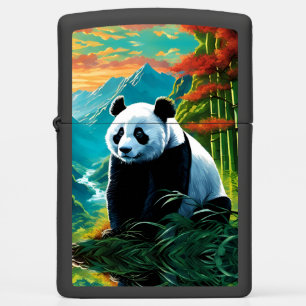 Panda Bear in the clouds Zippo Lighter