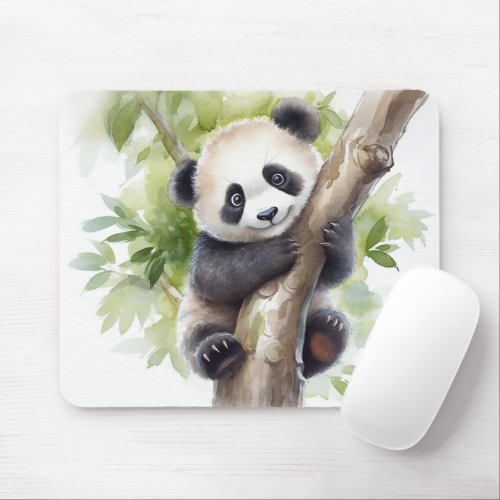 Panda Bear In Tree Mouse Pad