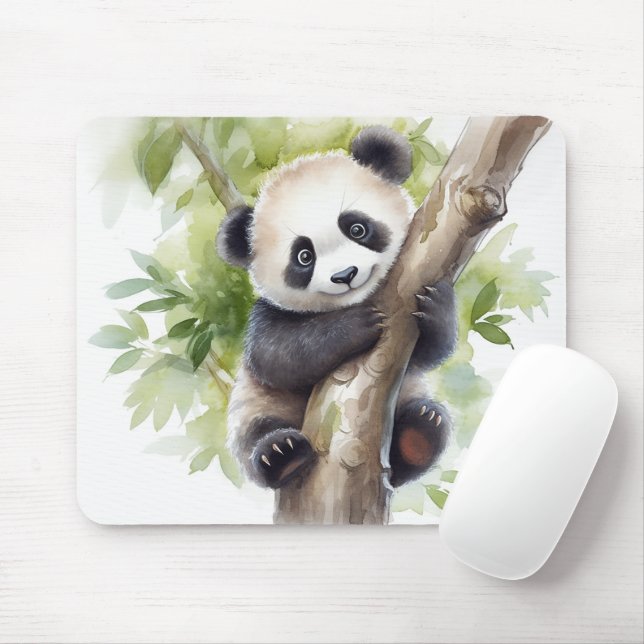 Panda Bear In Tree Mouse Pad (With Mouse)