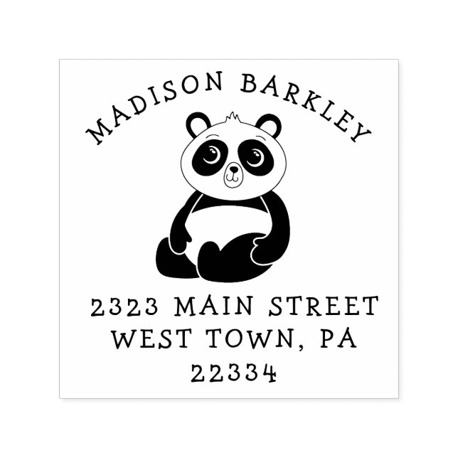 Panda Bear Kid's Cute Return Address Stamp (Design)