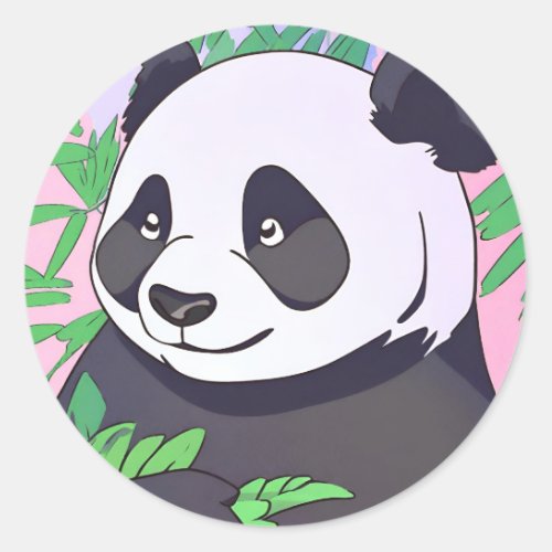 Panda bear Kids Cute tropical sweet funny animal Classic Round Sticker