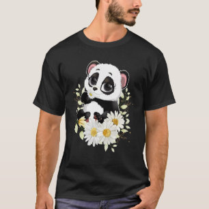 Panda Bear Kids Girls Flower Panda Cute T-Shirt