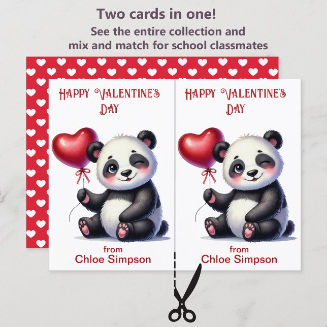 Panda Bear Kid's Valentine Classroom Party Card (Creator Uploaded)
