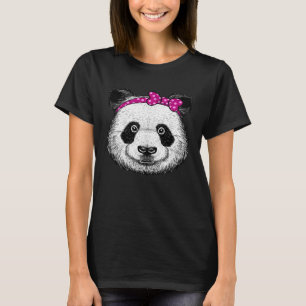 Panda Bear Lady  Panda Bear Girl Motif Sweet Pink T-Shirt