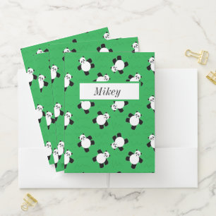 Panda bear laying on grass pocket folder