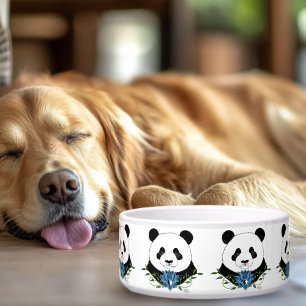 Panda Bear Lotus Flower Blue Bowl