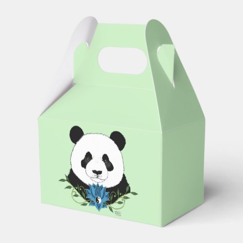 Panda Bear Lotus Flower Blue Favor Boxes