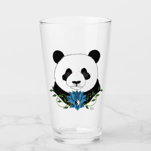  Panda Bear Lotus Flower Blue Glass
