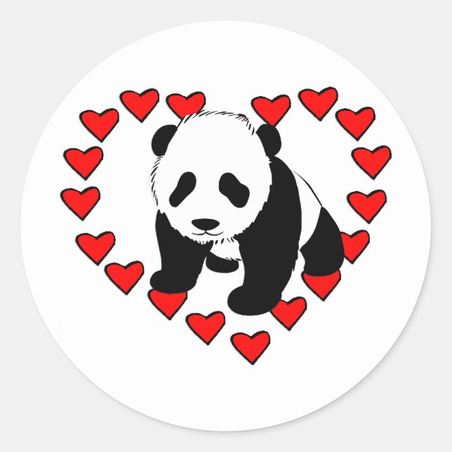 Panda Bear Love Classic Round Sticker (Front)