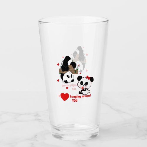 Panda Bear Love Couple _ Man to Woman Gift Idea Glass
