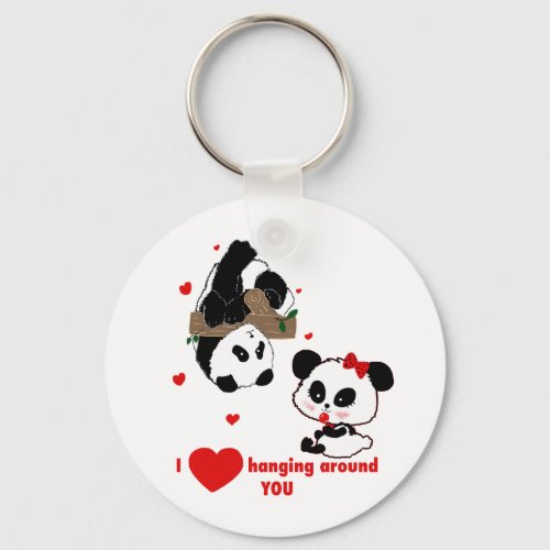 Panda Bear Love Couple _ Man to Woman Gift Idea Keychain