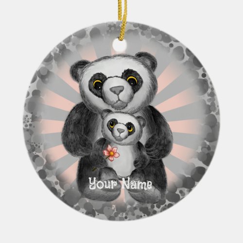 Panda Bear Love custom name ornament