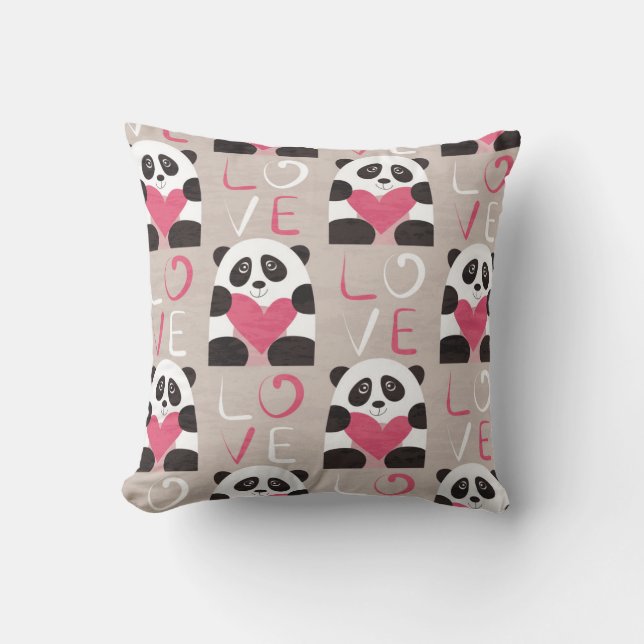 Panda Bear Love Pillow (Front)