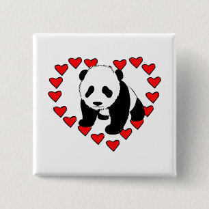 Panda Bear Love Pinback Button
