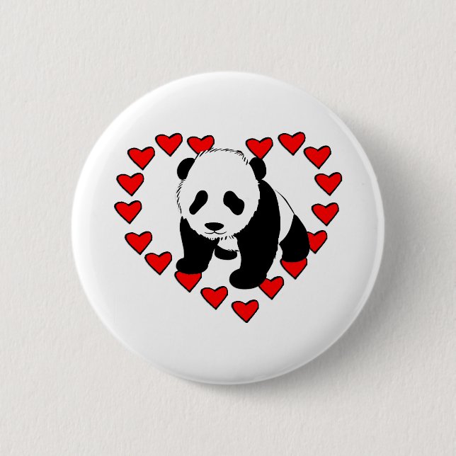 Panda Bear Love Pinback Button (Front)