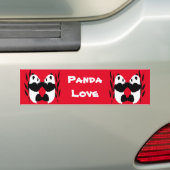 Panda Bear Love Red Bumper Sticker (On Car)