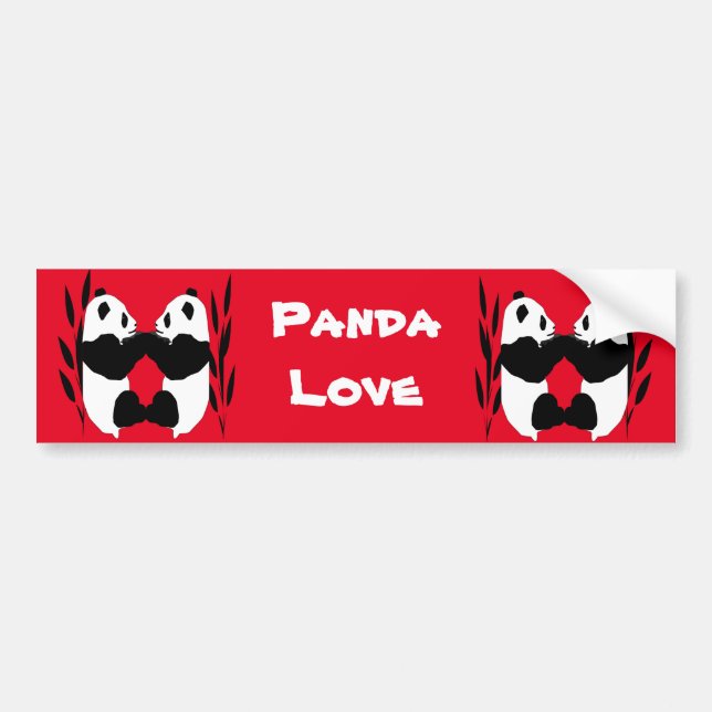 Panda Bear Love Red Bumper Sticker (Front)