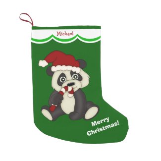 Panda Bear Merry Christmas Personalized Small Christmas Stocking