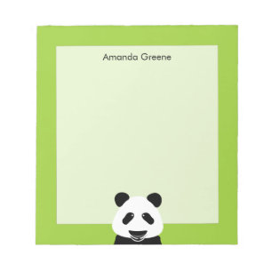 Panda Bear Modern Green Personalized Notepad