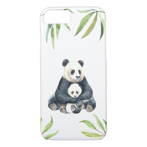 Panda Bear Mom Daughter Love Watercolor Cute iPhone 87 Case