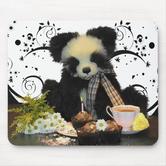 Panda Bear Mousepad Mousemat, With Tea And Cakes (Front)