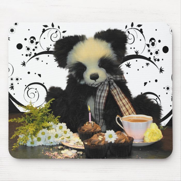 Panda Bear Mousepad Mousemat, With Tea And Cakes