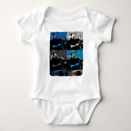 Panda Bear Multi_panel Modern Art Design Baby Bodysuit