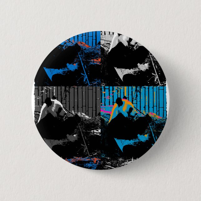 Panda Bear Multi-panel Modern Art Design Pinback Button (Front)