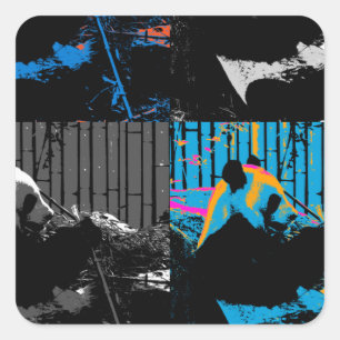 Panda Bear Multi-panel Modern Art Design Square Sticker