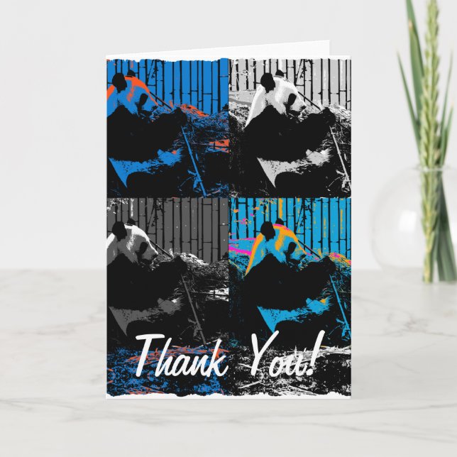 Panda Bear Multi-panel Modern Art Design Thank You Card (Front)