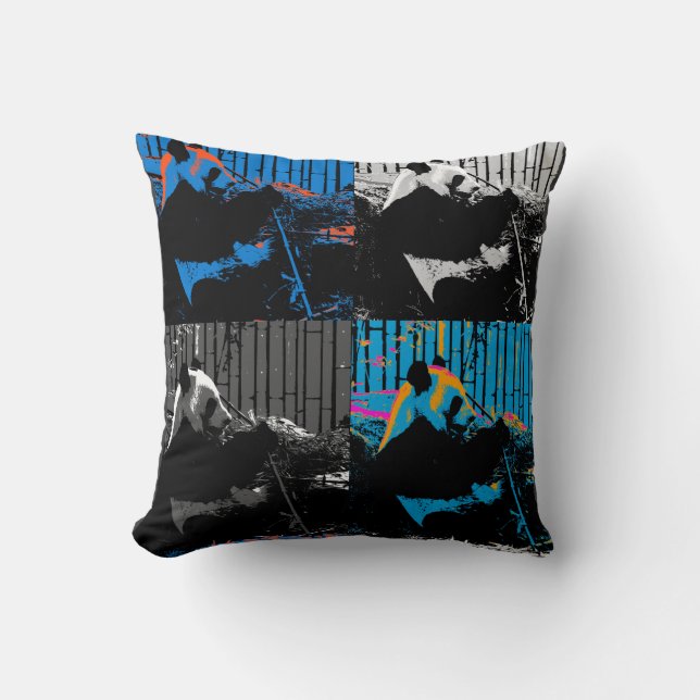 Panda Bear Multi-panel Modern Art Design Throw Pillow (Front)