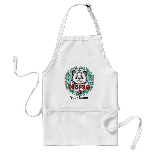 Panda bear nurse  adult apron (Front)