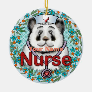 Panda bear nurse  ceramic ornament