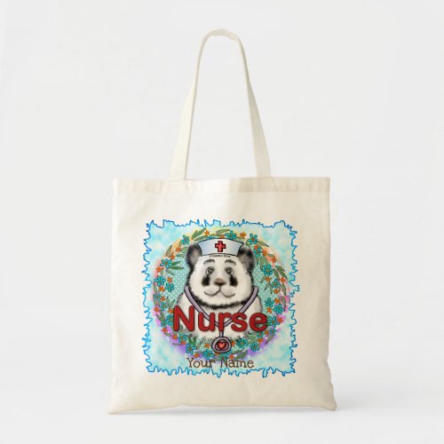 Panda Bear Nurse custom name  Tote Bag