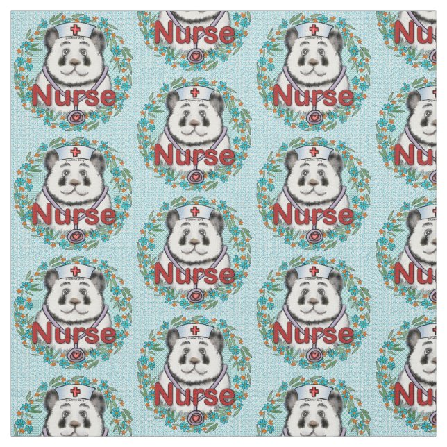 Panda bear nurse  fabric (Swatch)