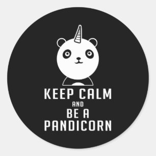 Panda Bear Pandicorn Keep Calm Funny Gift Idea Classic Round Sticker