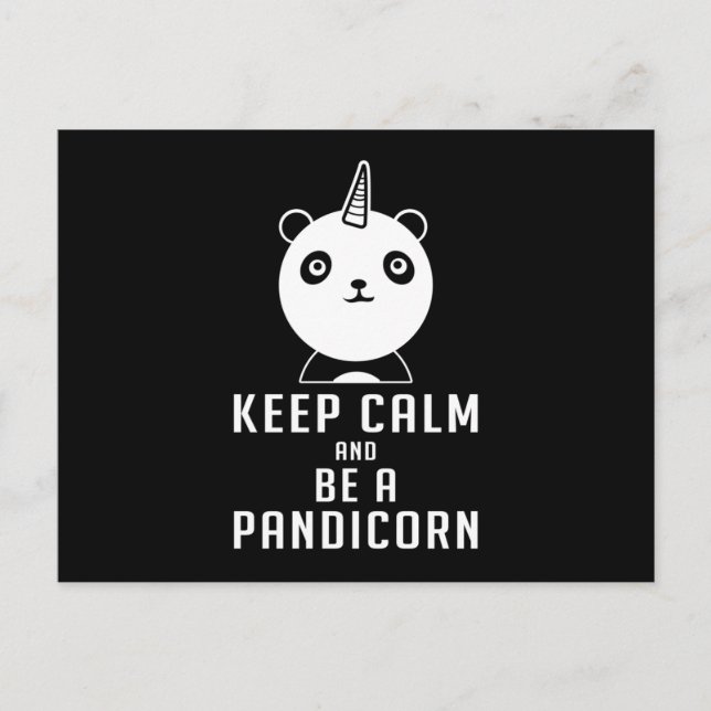 Panda Bear Pandicorn Keep Calm Funny Gift Idea Postcard (Front)