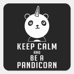 Panda Bear Pandicorn Keep Calm Funny Gift Idea Square Sticker