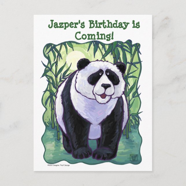 Panda Bear Party Center Announcement Postcard (Front)