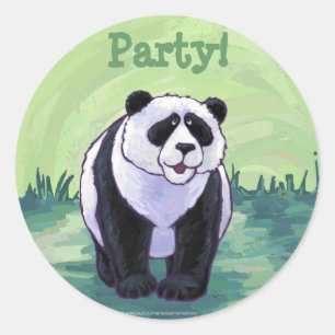 Panda Bear Party Center Classic Round Sticker