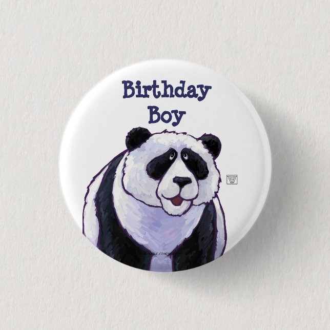 Panda Bear Party Center Pinback Button (Front)