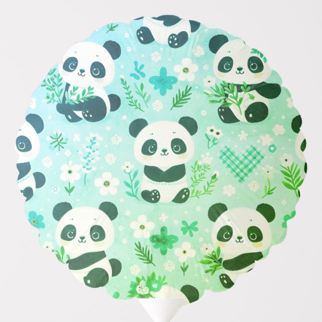Panda Bear Pattern Green Print Balloon (Front)
