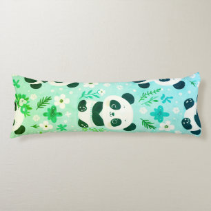 Panda Bear Pattern Green Print Body Pillow