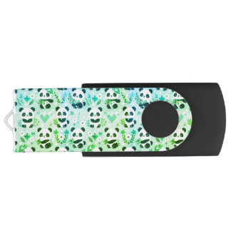 Panda Bear Pattern Green Print Flash Drive