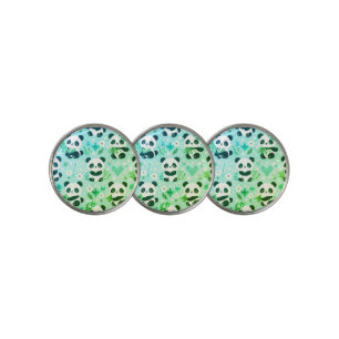 Panda Bear Pattern Green Print Golf Ball Marker