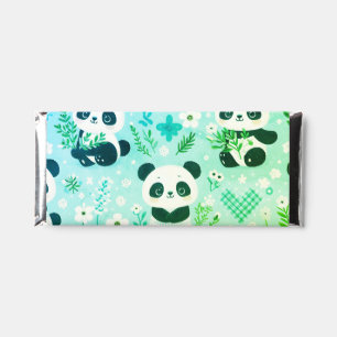 Panda Bear Pattern Green Print Hershey Bar Favors
