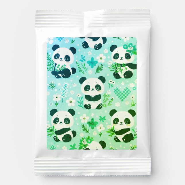 Panda Bear Pattern Green Print Hot Chocolate Drink Mix (Front)