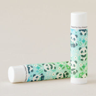 Panda Bear Pattern Green Print Lip Balm