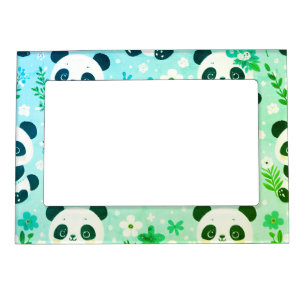 Panda Bear Pattern Green Print Magnetic Frame
