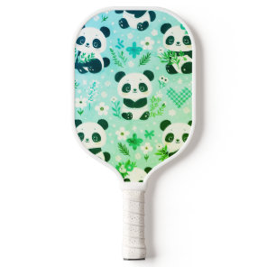 Panda Bear Pattern Green Print Pickleball Paddle